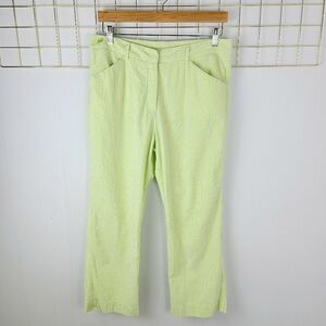 Lilly Pulitzer White Label Green White Striped Seersucker Vintage Cropped Pants